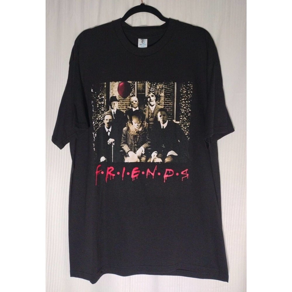 Men's F. R. I. E. N. D. S Halloween Shirt XL Myers~ Pennywise~Freddy~& Friends